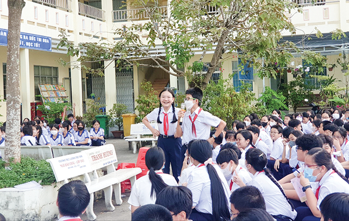 Học sinh Trường THCS Lương Thế Vinh, quận Ninh Kiều tham gia buổi tuyên truyền pháp luật về phòng, chống xâm hại TE.
