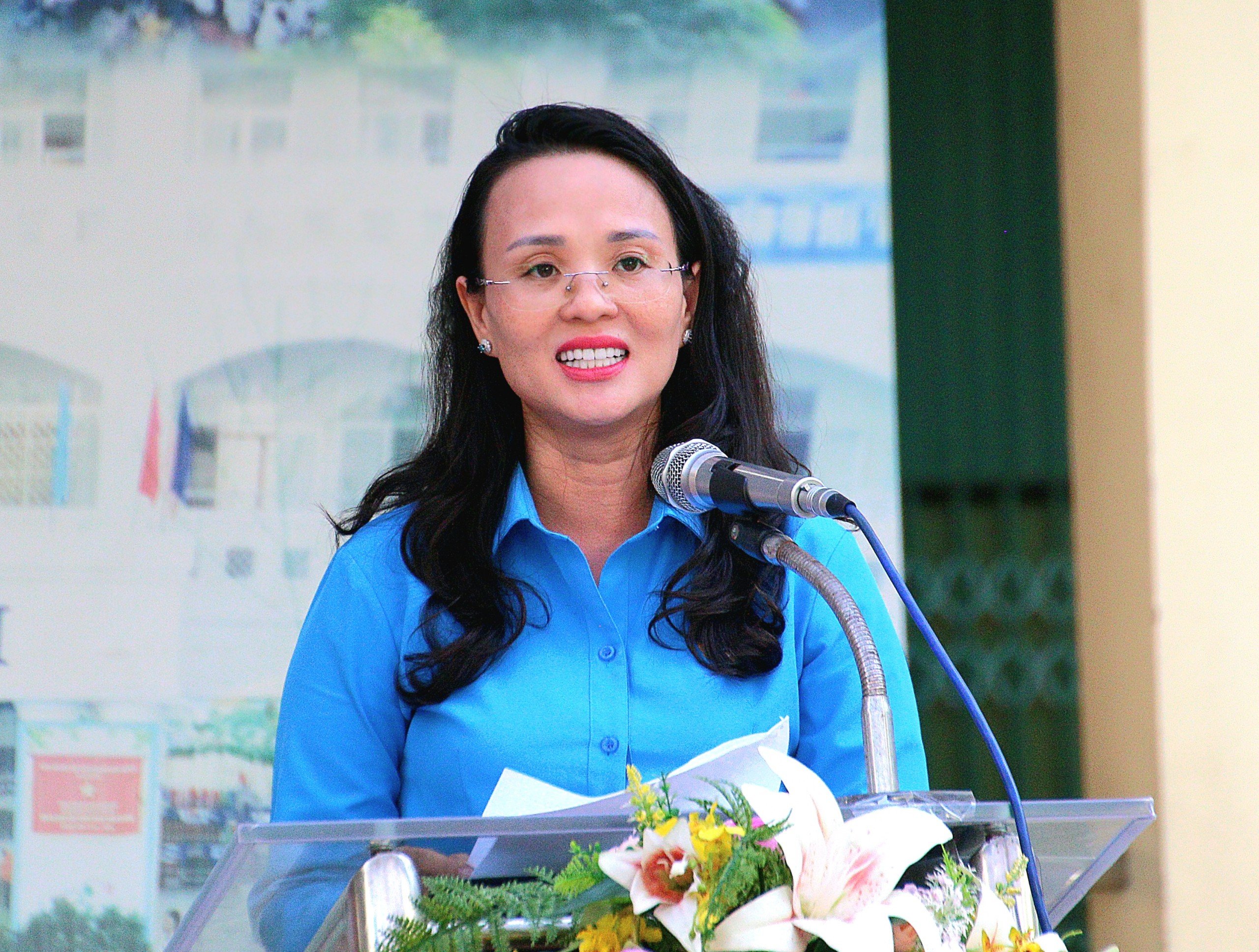 Bà Lê Thị Sương Mai - Chủ tịch LĐLĐ TP. Cần Thơ phát biểu tại chương trình.