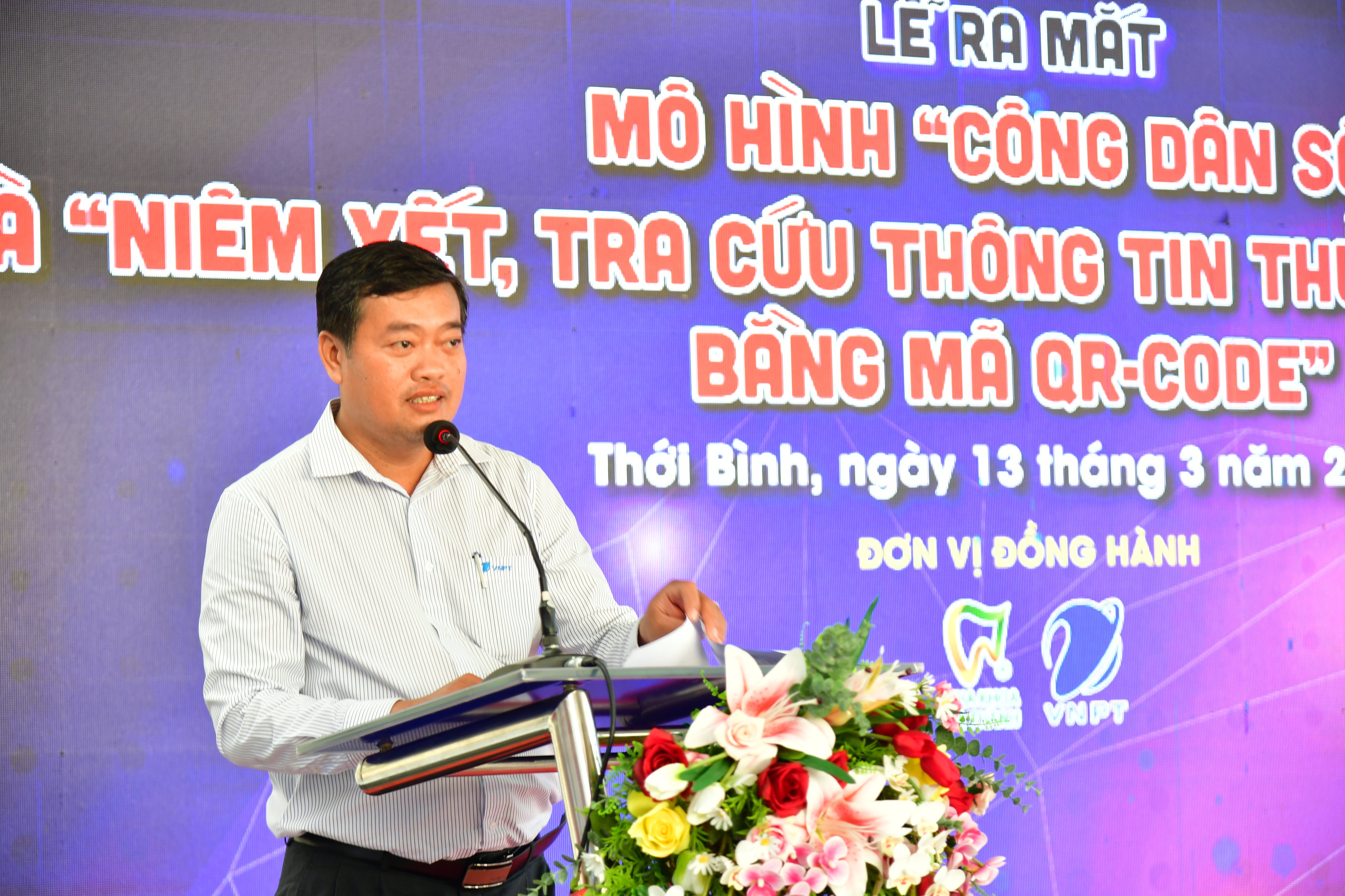 Ông Nguyễn Trường Giang - Giám đốc Phòng Khách hàng Tổ chức doanh nghiệp VNPT Cần Thơ phát biểu tại buổi Lễ ra mắt.