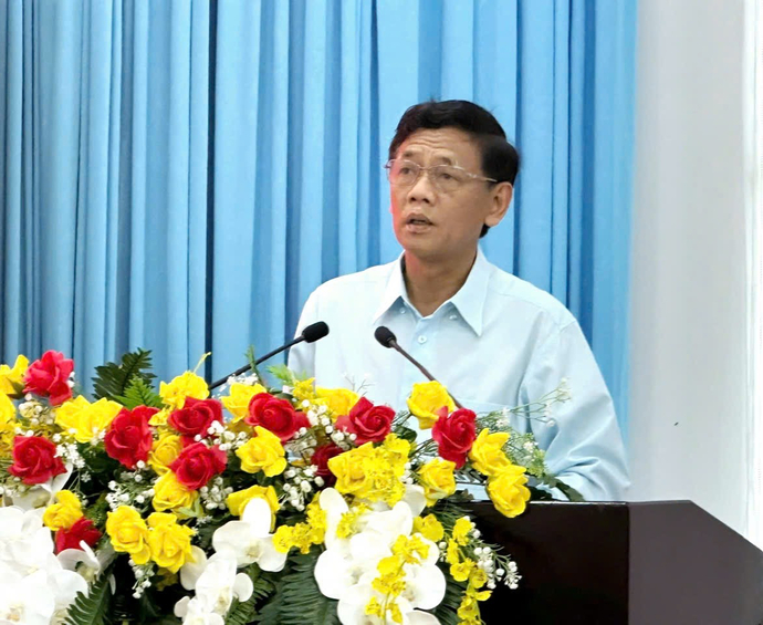 Ông Lâm Văn Mẫn, Bí thư tỉnh ủy Sóc Trăng phát biểu tại Hội nghị