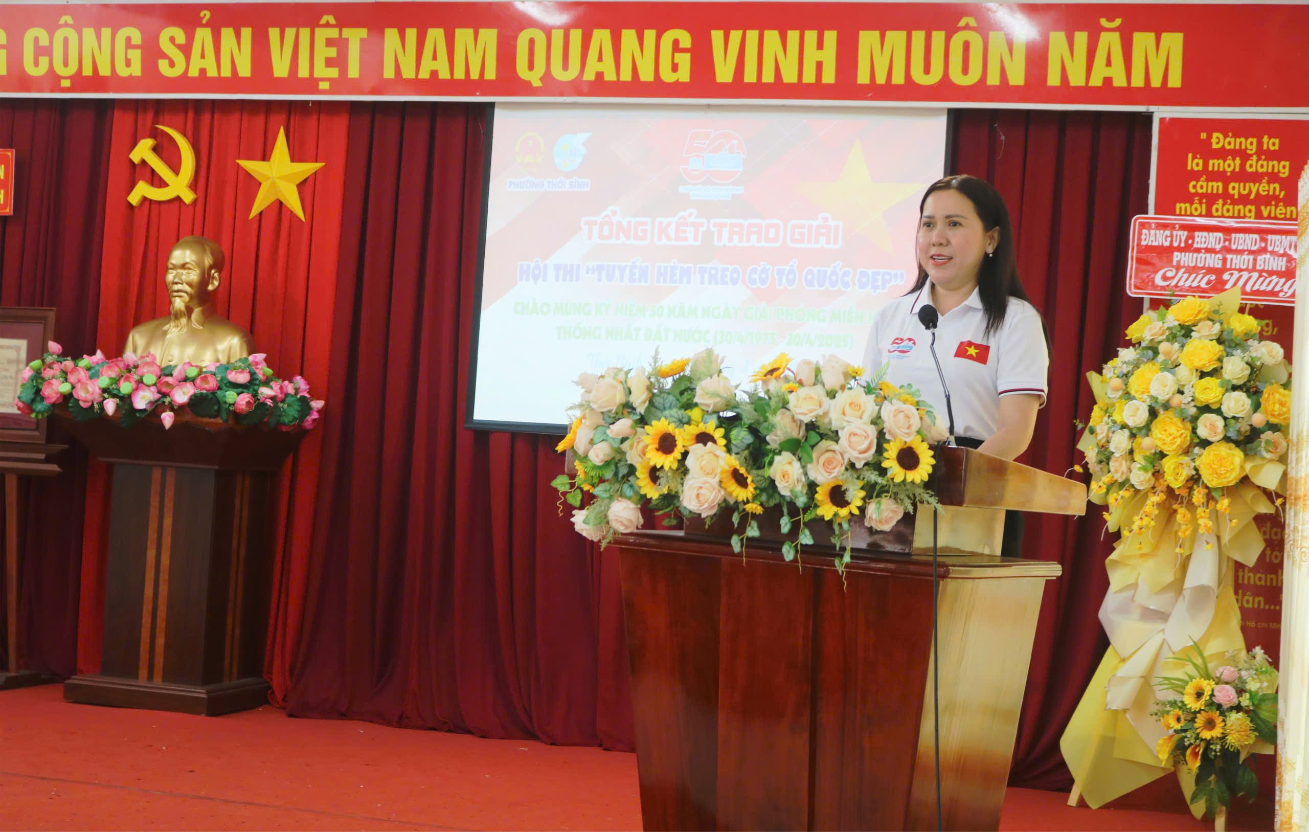 Bà Nguyễn Thị Hồng Nga – Chủ tịch UBND phường Thới Bình phát biểu tổng kết.