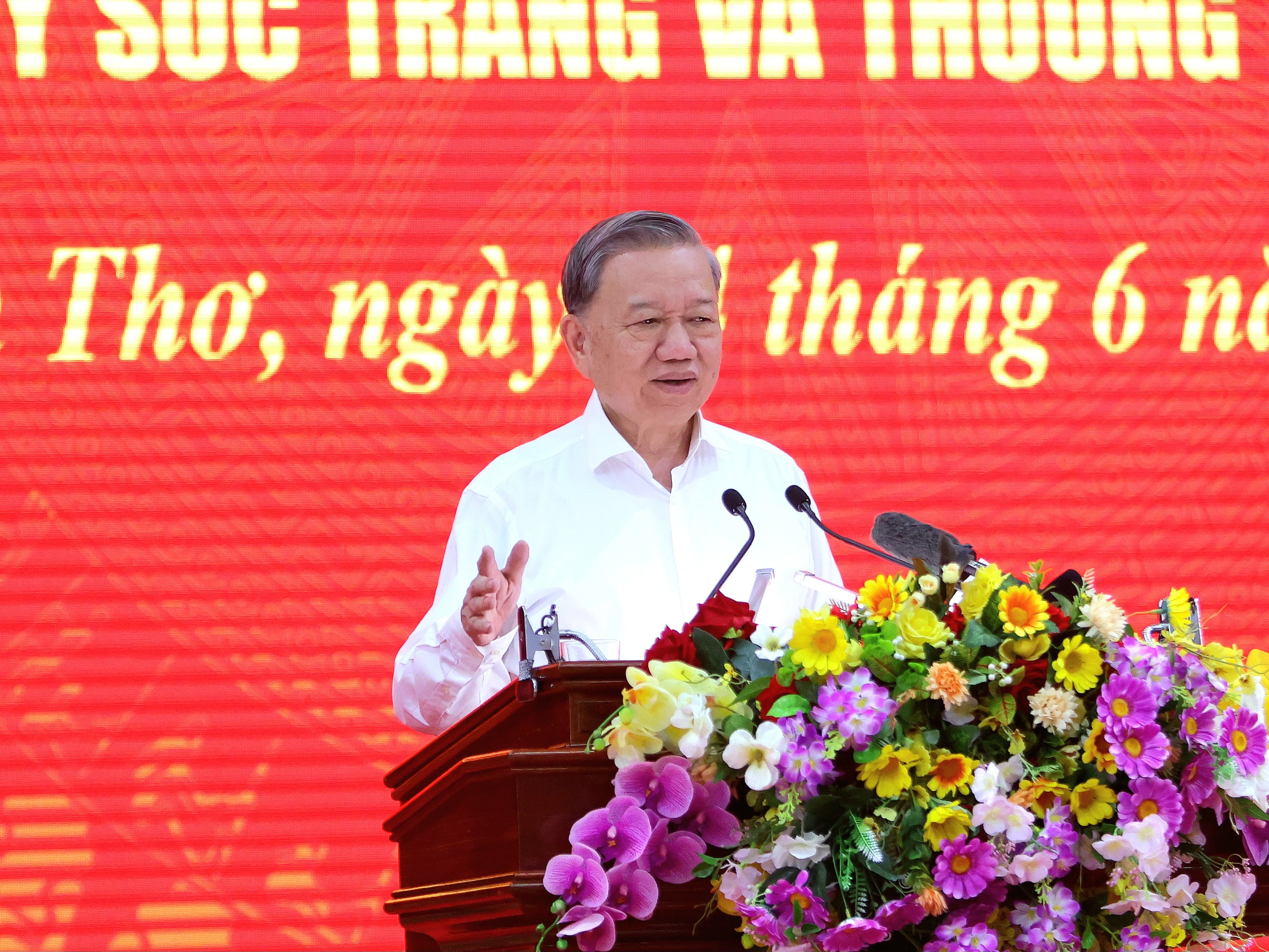 Tổng Bí thư Tô Lâm phát biểu chỉ đạo tại buổi làm việc.
