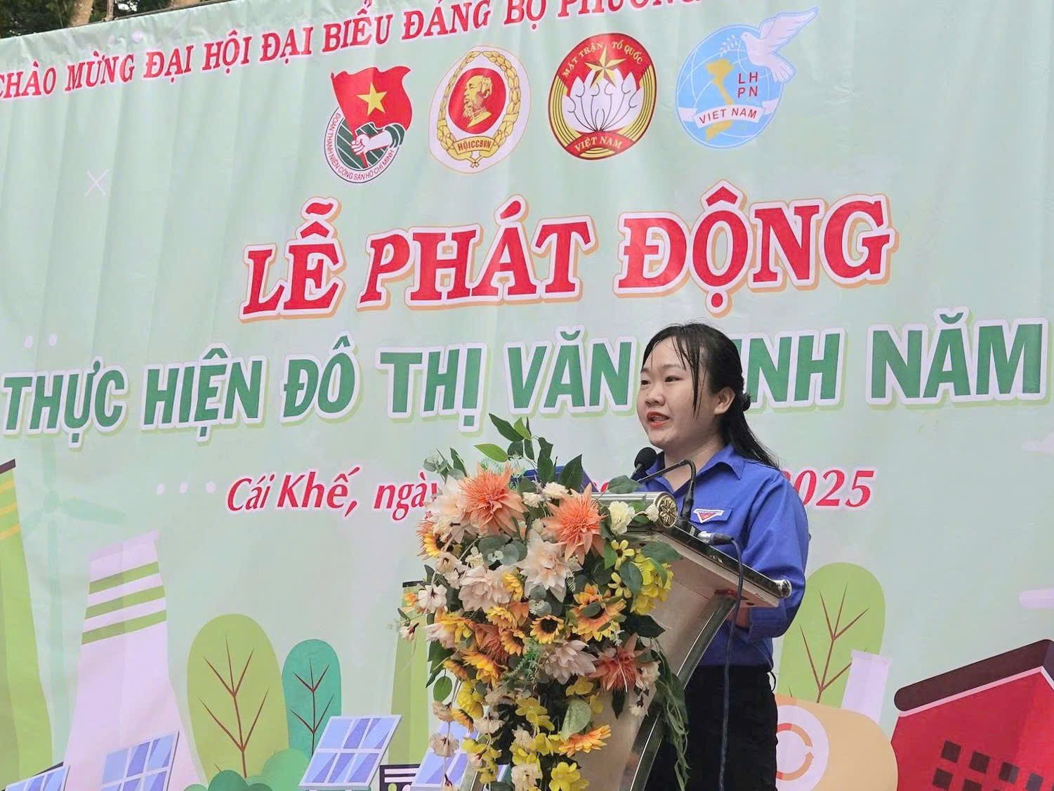 Chị Nguyễn Thị Bảo Trân - Bí thư chi đoàn khu vực 7 (Cái Khế cũ), phường Cái Khế phát biểu hạ quyết tâm.