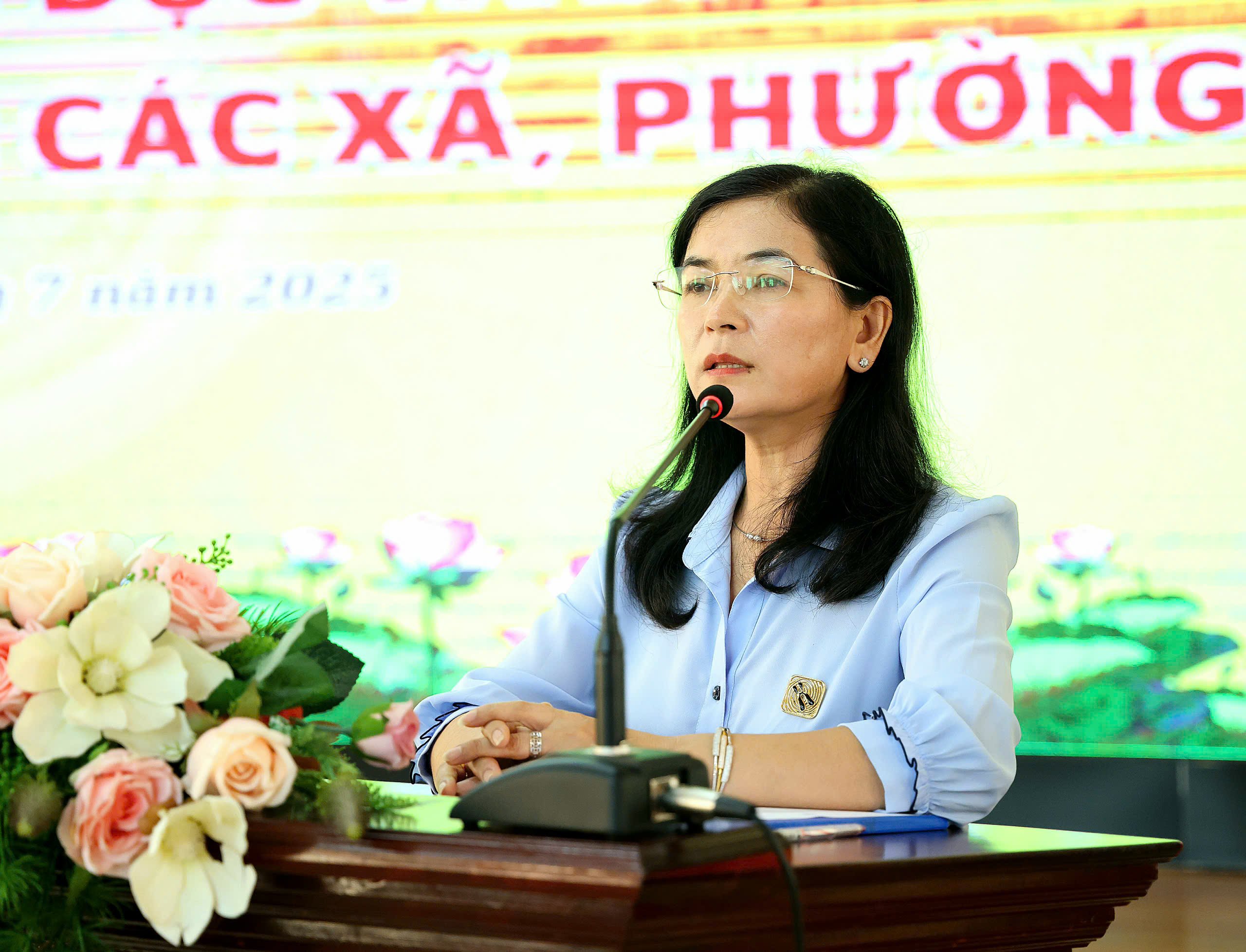 Bà Trần Thị Huyền - Quyền Giám đốc Sở GD&ĐT TP. Cần Thơ phát biểu tại hội nghị.