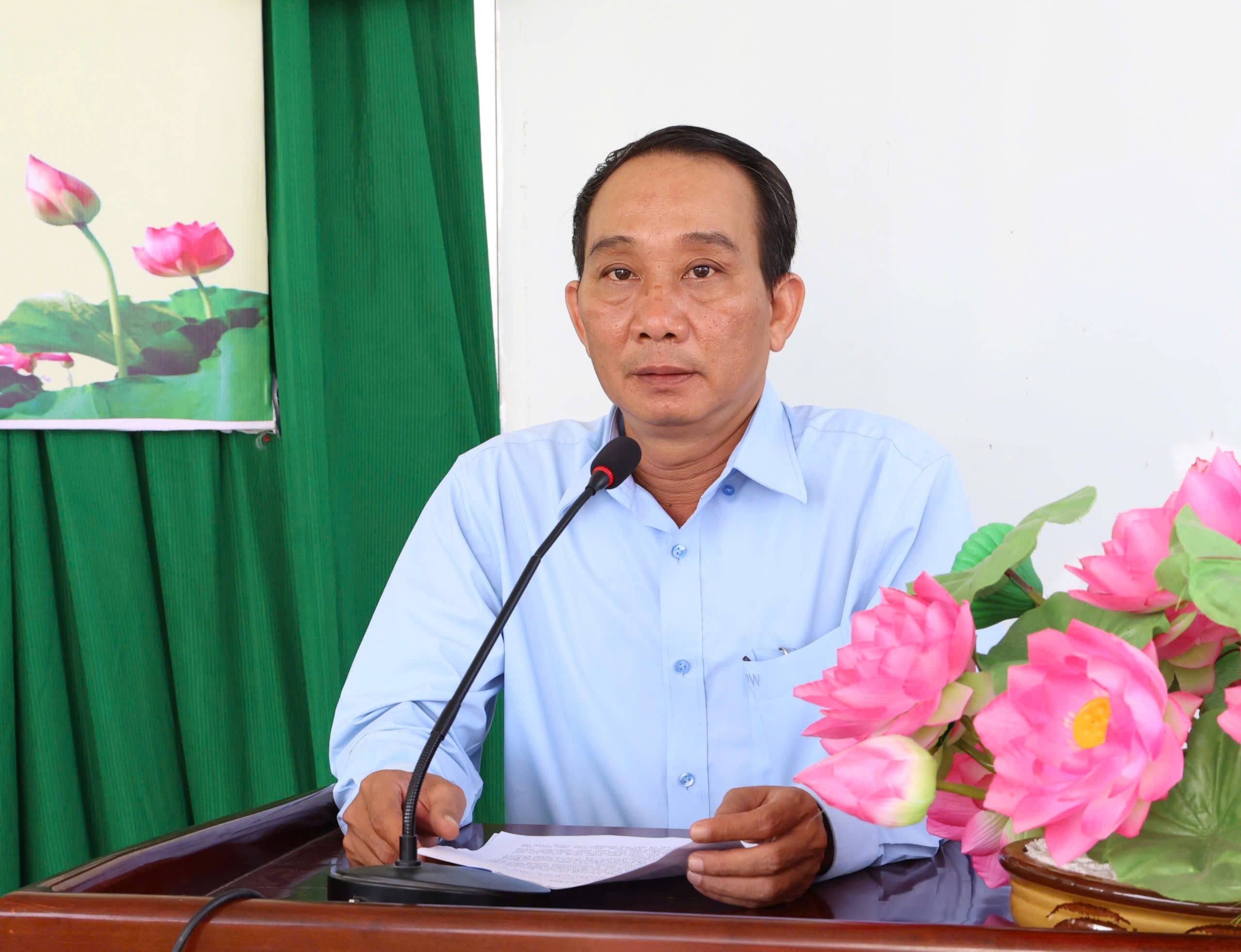 Ông Trần Thanh Hoá - Uỷ viên BTV Đảng ủy, Chủ tịch UBMTTQVN phường Thới Long phát biểu tại chương trình.