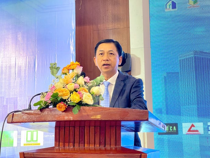Ông Lê Thành Phêu - Chủ tịch Hội Xây dựng thành phố Cần Thơ phát biểu tại đại hội.