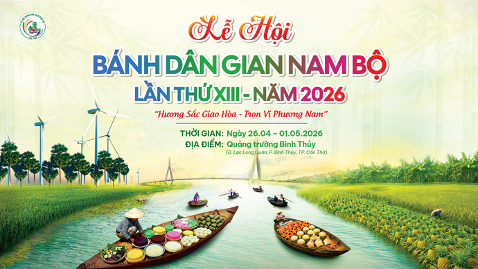 Lễ hội Bánh dân gian Nam Bộ lần thứ XIII năm 2026 được diễn ra từ ngày 26/4 đến ngày 01/5/2026.