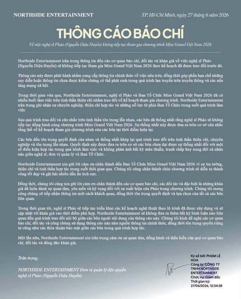 Gallery - Pháo đột ngột thông báo dừng thi Miss Grand Vietnam 2026, lý do có phải vì mâu thuẫn? - image 2