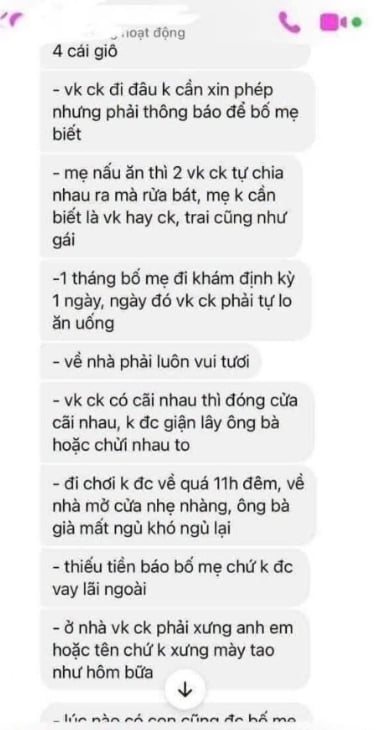 Gallery - Đoạn tin nhắn quy tắc gia đình của mẹ chồng gửi cho con dâu tương lai gây sốt cộng đồng mạng - image 1