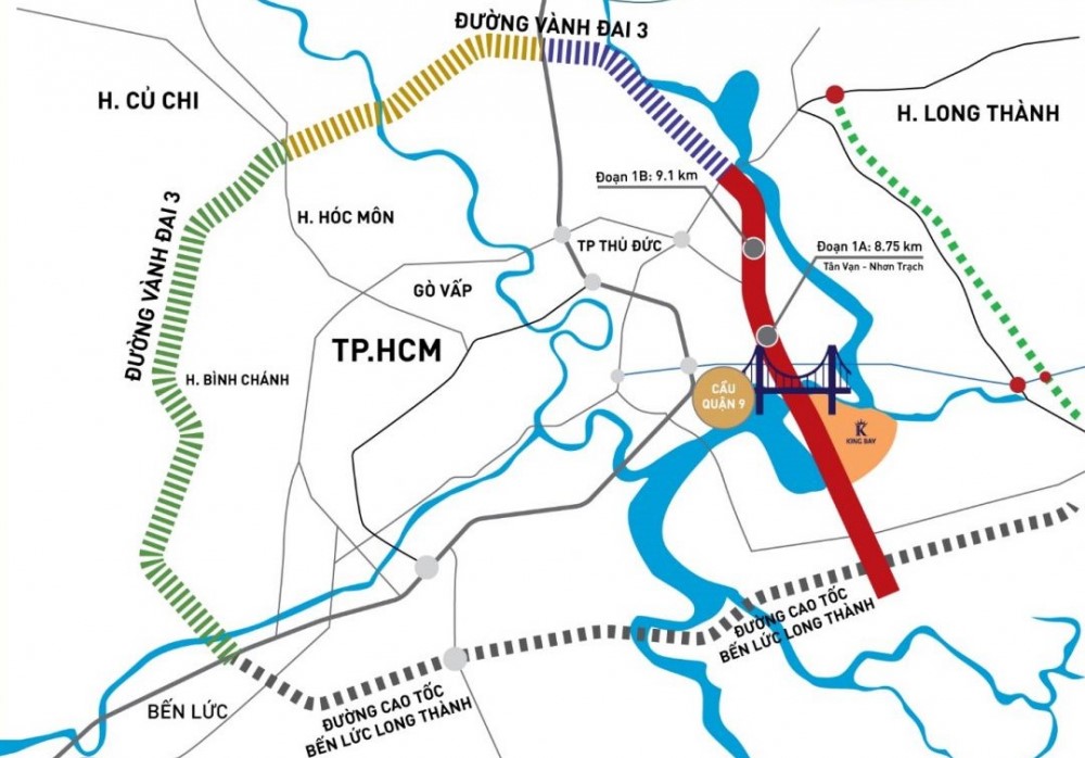 Đường Vành đai 3 sẽ mở theo quy hoạch qua TP Thủ Đức TP HCM phần 1 Đoạn  từ cầu vượt Tân Vạn đến cầu Ông Tán