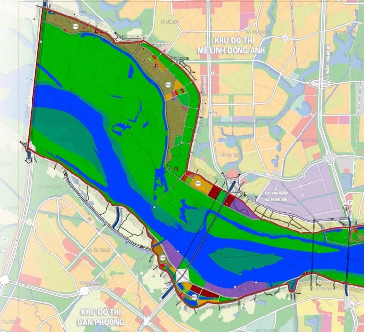 Phối cảnh khu R1-R2 trong quy hoạch chi tiết của đồ án phân khu đô thị sông Hồng. Ảnh: Viện Quy hoạch.