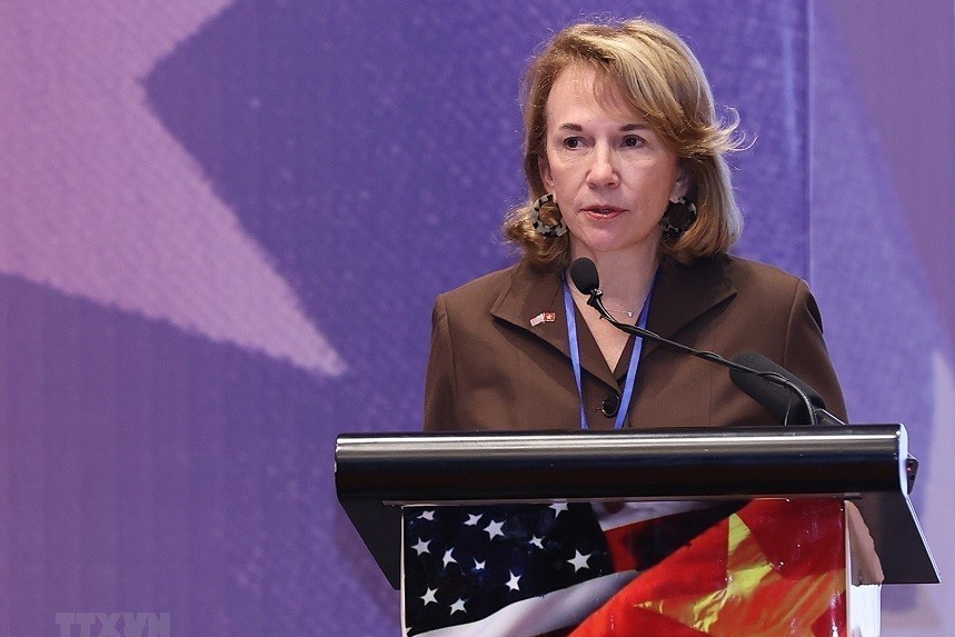 Bà Virginia Foote, phó chủ tịch AmCham Hanoi. Ảnh: Thông tấn xã Việt Nam.