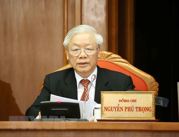 Tổng Bí thư, Chủ tịch nước Nguyễn Phú Trọng chủ trì, bế mạc hội nghị. Ảnh: TTXVN.