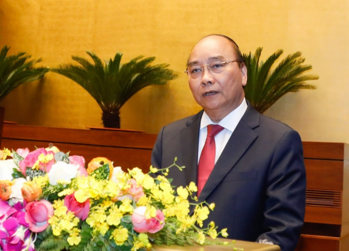 Thủ tướng Nguyễn Xuân Phúc giới thiệu, quán triệt chuyên đề về Chiến lược phát triển kinh tế xã hội 10 năm 2021-2030 và Phương hướng, nhiệm vụ 5 năm 2021-2025. Ảnh: VGP.