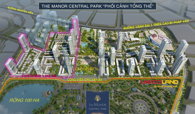 Phối cảnh tổng thể siêu dự án của Bitexco. Ảnh: The Manor Central Park.