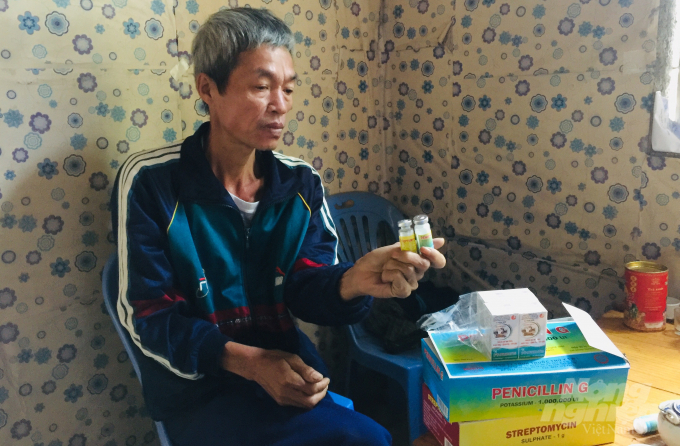 Ông Phương Văn Chung, xóm Bản Khoòng, xã Lý Quốc đã bỏ ra gần 4 triệu đồng để mua thuốc tiêm cho đàn bò bị mắc bệnh.
