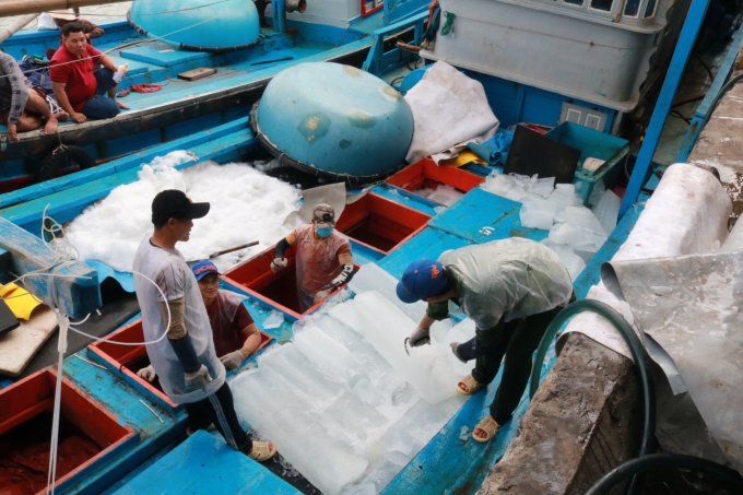 Các tàu đánh bắt xa bờ ở Khánh Hòa chuẩn bị nguyên vật liệu để bám biển trở lại sau tết.