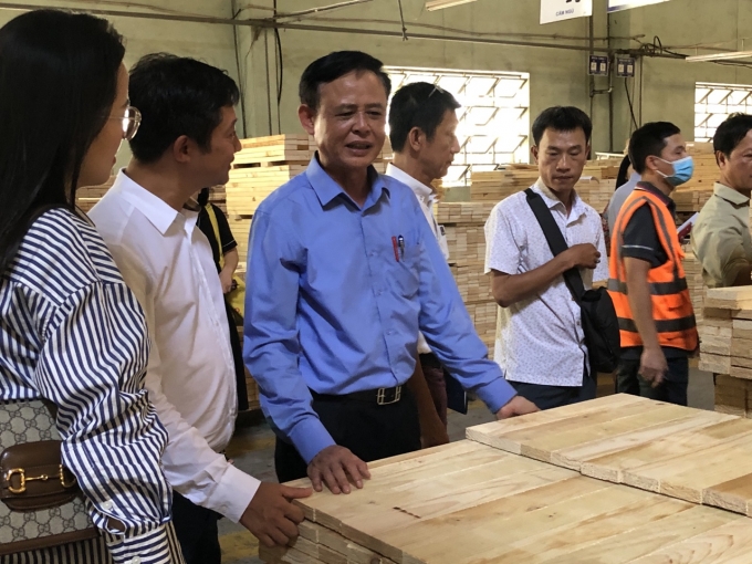 Thứ trưởng Hà Công Tuấn thăm Nhà máy sản xuất chế biến gỗ xuất khẩu (Cty Gỗ Hạnh Phúc - Đồng Nai), Ảnh: MS.