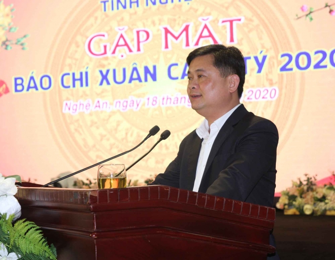 Ông Thái Thanh Quý, Bí thư Tỉnh ủy, Chủ tịch UBND tỉnh Nghệ An ghi nhận sự đóng góp của các cơ quan báo chí trên địa bàn. Ảnh: A.K.