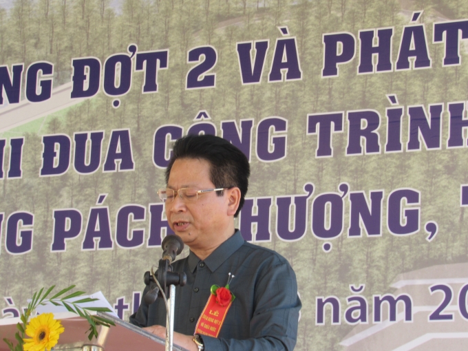 Ông Nguyễn Hải Thanh, Cục trưởng Cục Quản lý Xây dựng, phát biểu chỉ đạo tại lễ chặn dòng.