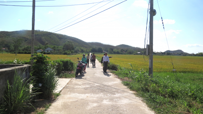 Đường nội đồng xã Hòa Quang Bắc được bê tông hóa.