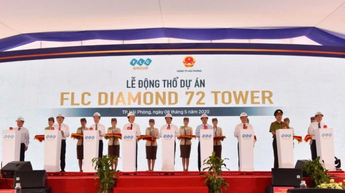 Động thổ xây dựng tòa nhà 72 tầng tại quận Ngô Quyền (gần 4.000 tỷ đồng) ngày 8/5. Ảnh: Đinh Mười.