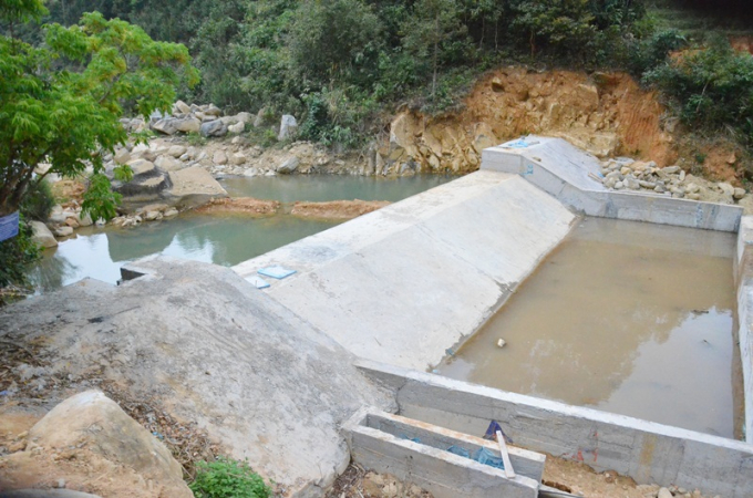 Đập dâng và hệ thống kênh tưới Nà Lỳ tại  thôn Nà Ếch, xã Húc Động (Bình Liêu) khi mới được đầu tư, xây dựng vào năm 2018. Ảnh: CCTL tỉnh Quảng Ninh.