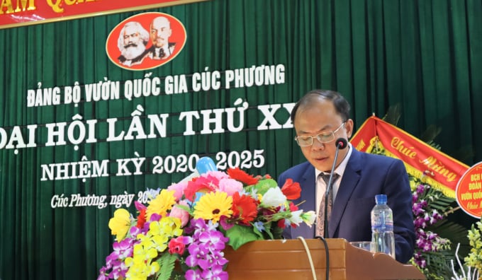 Ông Nguyễn Văn Chính, Phó Bí thư Đảng bộ, Giám đốc Vườn Quốc gia Cúc Phương phát biểu.