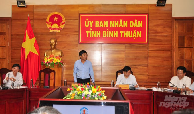 Ông Lê Tuấn Phong, Phó Chủ tịch UBND tỉnh Bình Thuận kiến nghị Bộ NN-PTNT sớm hỗ trợ địa phương đầu tư các công trình thủy lợi lớn. Ảnh: Minh Hậu.