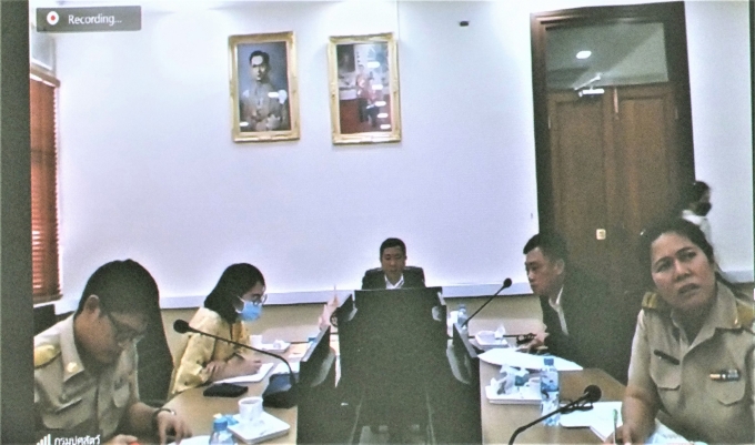 Tổng cục Phát triển chăn nuôi Thái Lan họp trực tuyến với Cục Thú y (chụp từ màn hình). Ảnh: Lê Bền.
