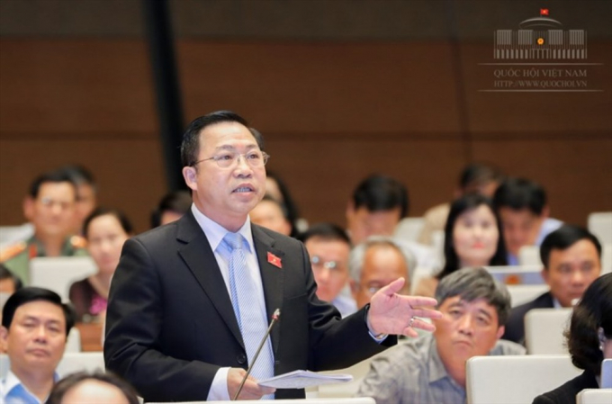 Đại biểu Lưu Bình Nhưỡng trong một lần phát biểu tại Quốc hội. Ảnh: Trung tâm báo chí Quốc hội.