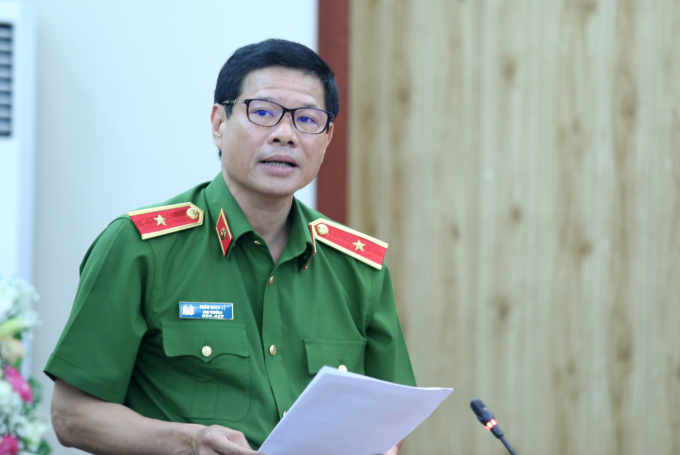Thiếu tướng Trần Minh Lệ phát biểu tại buổi lễ ký kết phối hợp giữa C05 và Tổng cục Thủy lợi. Ảnh: Minh Phúc.