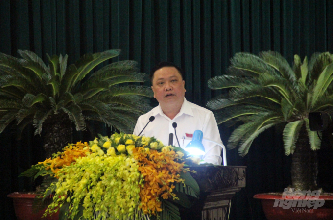Ông Mai Nhữ Thắng, đại biểu huyện Nông Cống cho rằng cần đưa Thanh Hóa vào vùng sản xuất lúa gạo xuất khẩu để thúc đẩy sản xuất. Ảnh: Võ Dũng.