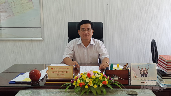 Ông Dương Văn Thới, Chủ tịch UBND huyện Hòa Bình. Ảnh: Trọng Linh.