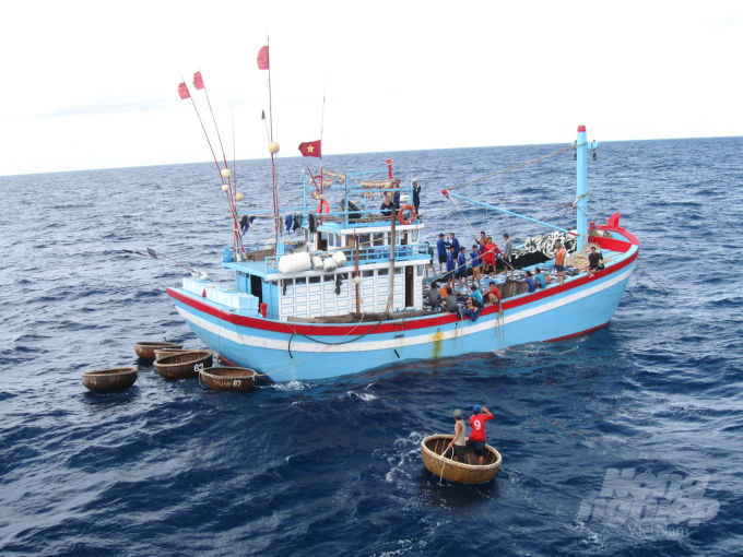Tàu cá của ngư dân Bình Định hoạt động trên biển Đông. Ảnh: Vũ Đình Thung.