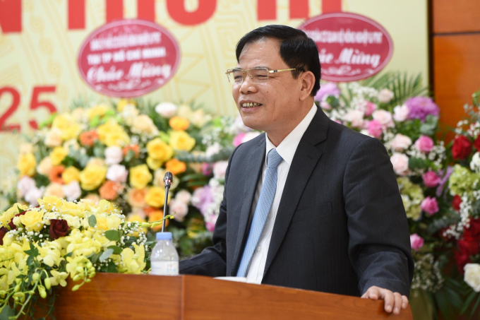 Bộ trưởng Bộ NN-PTNT Nguyễn Xuân Cường chia sẻ tại Đại hội Đại biểu Đảng bộ Bộ NN-PTNT lần thứ 3, nhiệm kỳ 2020 - 2025. Ảnh: Đinh Tùng.