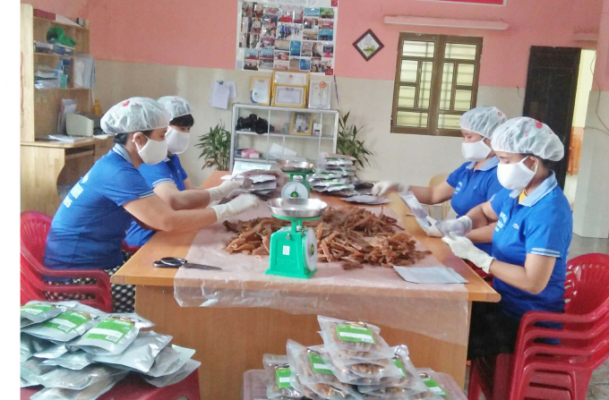 Từ củ khoai lang trở thành hàng hóa sản phẩm khoai deo Hải Ninh có giá trị cao. Ảnh: N.Tâm