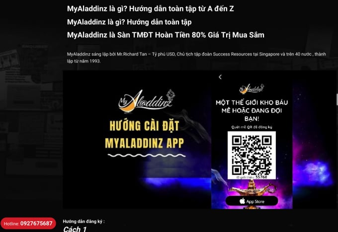 Trang web giới thiệu ứng dụng Myaladdinz với những lời có cánh. Ảnh: Chụp màn hình.