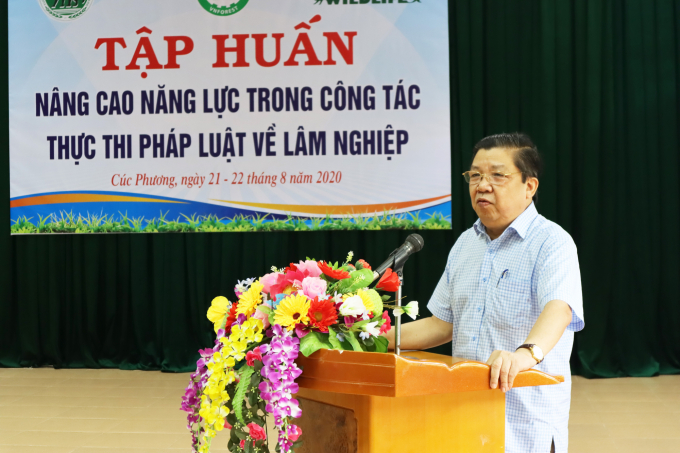Ông Cao Chí Công, Phó Tổng cục trưởng Tổng cục Lâm nghiệp phát biểu tại buổi tập huấn.