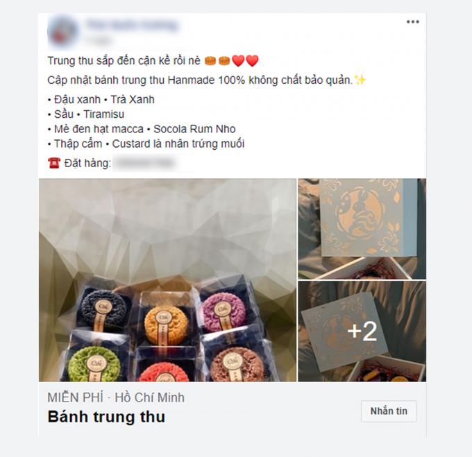 Bánh trung thu handmade được rao bán tràn lan trên mạng xã hội với mẫu mã đa dạng.