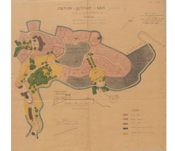 Bản đồ Quy hoạch Khu nghỉ dưỡng cốt 1.000m của Toàn quyền Đông Dương phê chuẩn năm 1943.