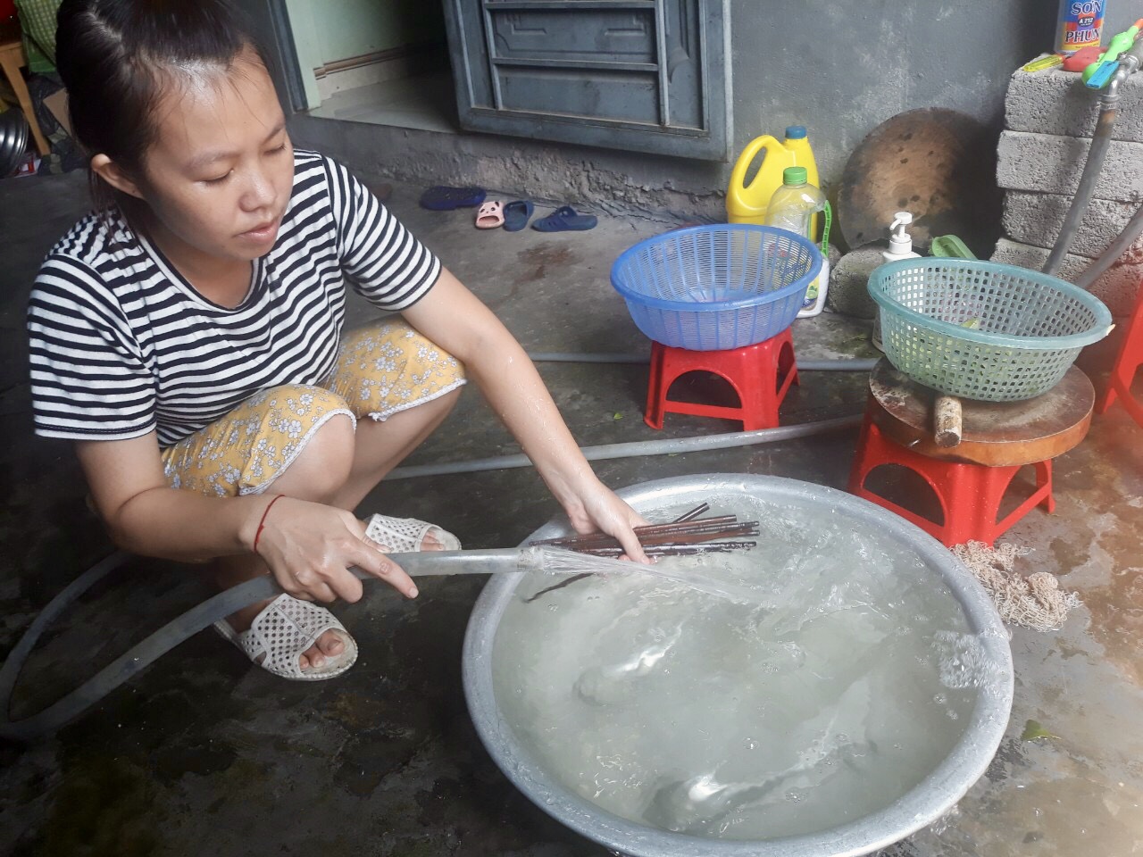 Từ lâu, người dân Trịnh Tường đã được sử dụng nước hợp vệ sinh tại nhà. Ảnh: V.T