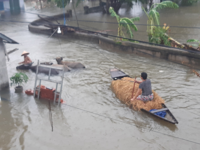 Lũ lụt đã khiến nhiều nơi ở Thừa Thiên - Huế bị ngập sâu. Ảnh: Tiến Thành.