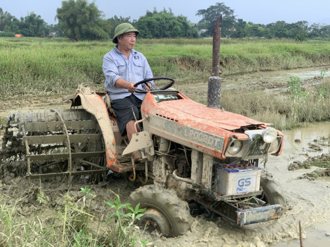 Từ vùng đất hoang, gia đình ông Kỉnh cải tạo thành cánh đồng sản xuất lúa hữu cơ bằng phẳng. Ảnh: Thanh Nga.