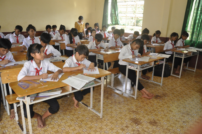 Một lớp học tại điểm trường Bù Núi, Trường tiểu học Lộc Tấn B, huyện Lộc Ninh. Ảnh: Phúc Lập.