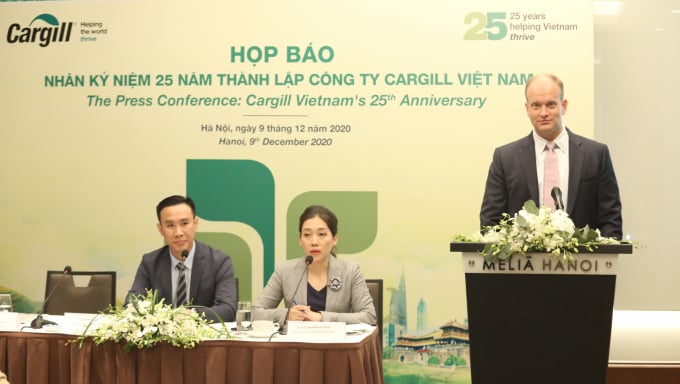 Buổi họp báo nhân kỷ niệm 25 năm thành lập Công ty Cargill Việt Nam tại Hà Nội.