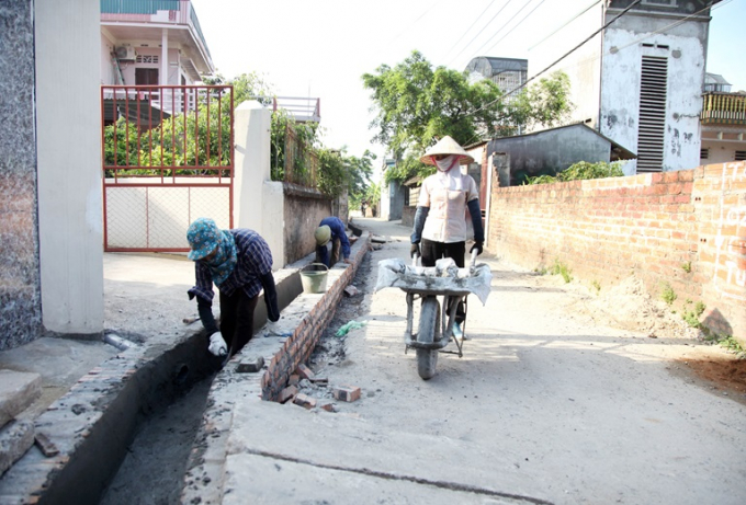 Hệ thống rãnh thoát nước thải khu dân cư xã Tam Phúc (Vĩnh Tường) được xây dựng đúng tiến độ, góp phần bảo vệ môi trường.