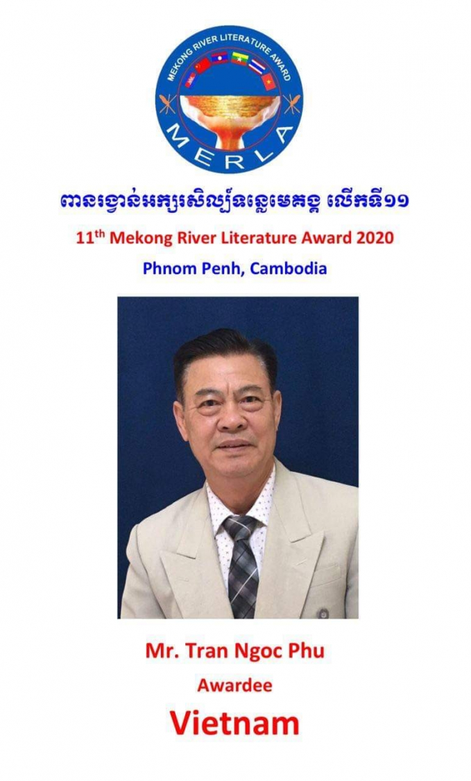 Tác giả Trần Ngọc Phú được xướng tên tại buổi lễ ở Campuchia. Ảnh: Tư liệu.