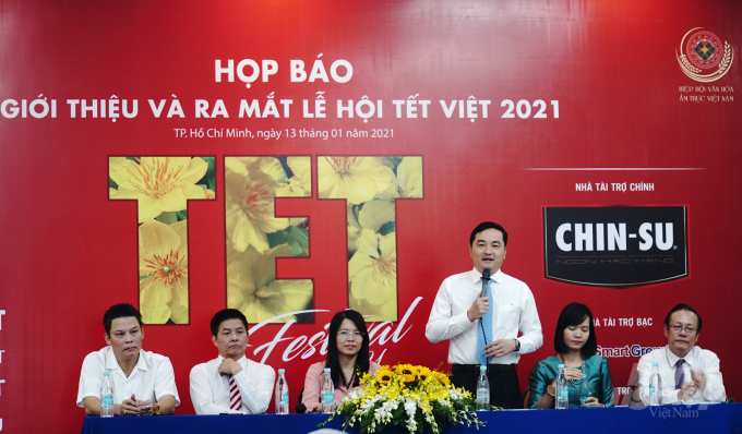 Buổi họp báo giới thiệu và ra mắt Lễ hội Tết Việt 2021 diễn ra chiều 13/1 tại Hội Nhà báo TP.HCM. Ảnh: Nguyễn Thủy.