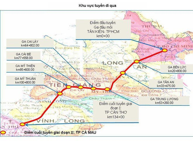Quy hoạch tuyến đường sắt TP HCM - Cà Mau. Ảnh: TL.